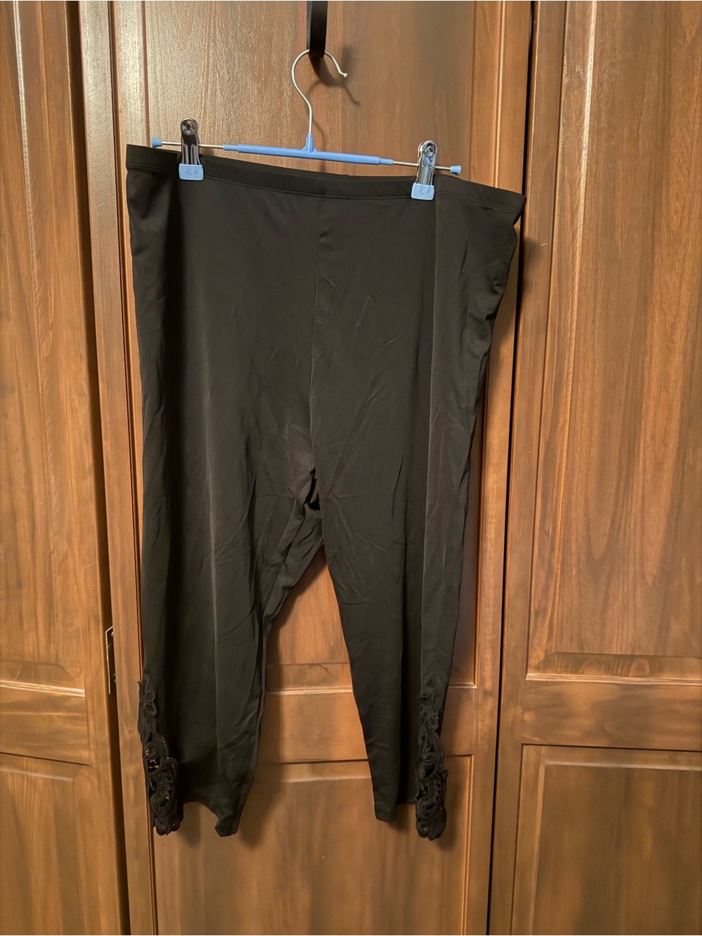 Plus Size Black Leggings with Lace Trim